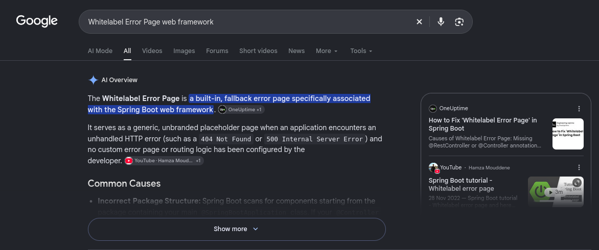 Whitelabel Error